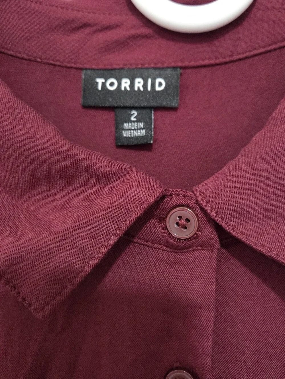 Torrid Burgundy Button Front Tiered Midi Shirt Dress Plus Size 2 Business Casual
